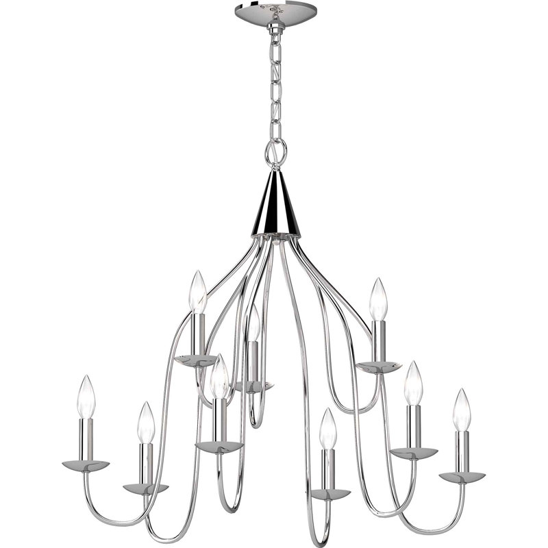 Lustre candélabre intérieur en chrome 9 lumières Windsor