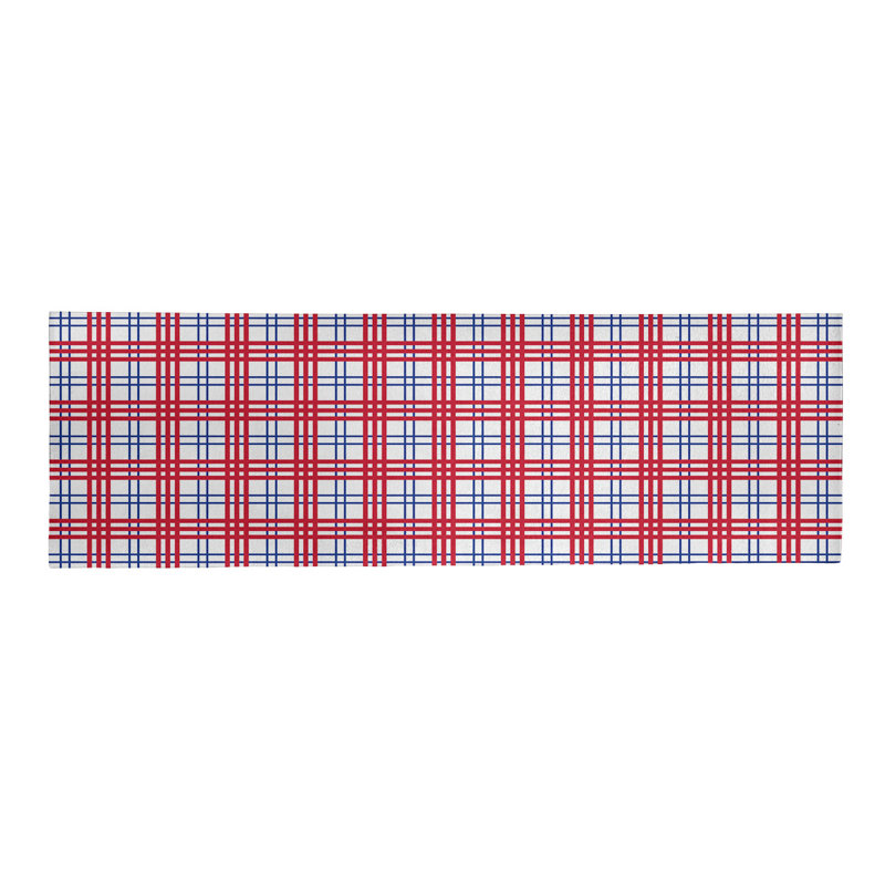 Tapis rouge / blanc à carreaux, Tapis de couloir 2 pi 6 po x 8 pi