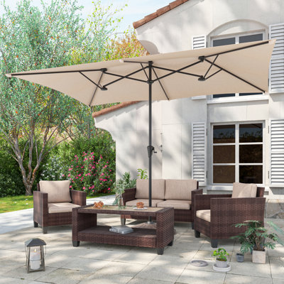 11x7Ft Double-Sided Patio Umbrella, Outdoor Extra Large Umbrella