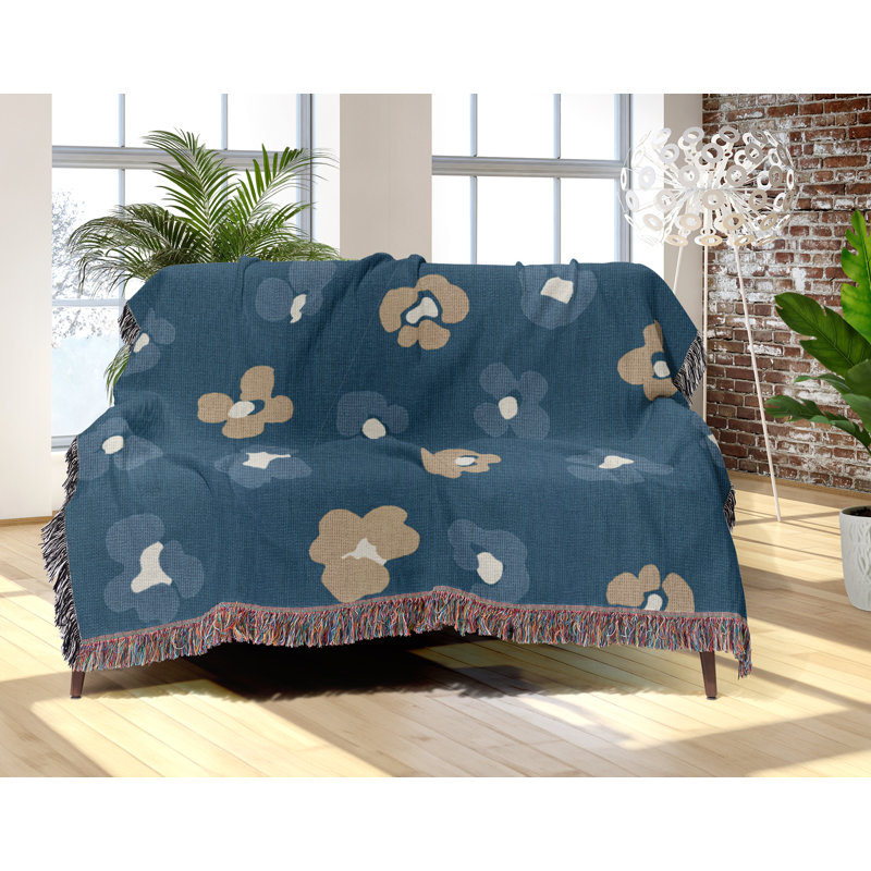 Jeté en coton Cheetah, 50 x 60, Bleu sarcelle Beige