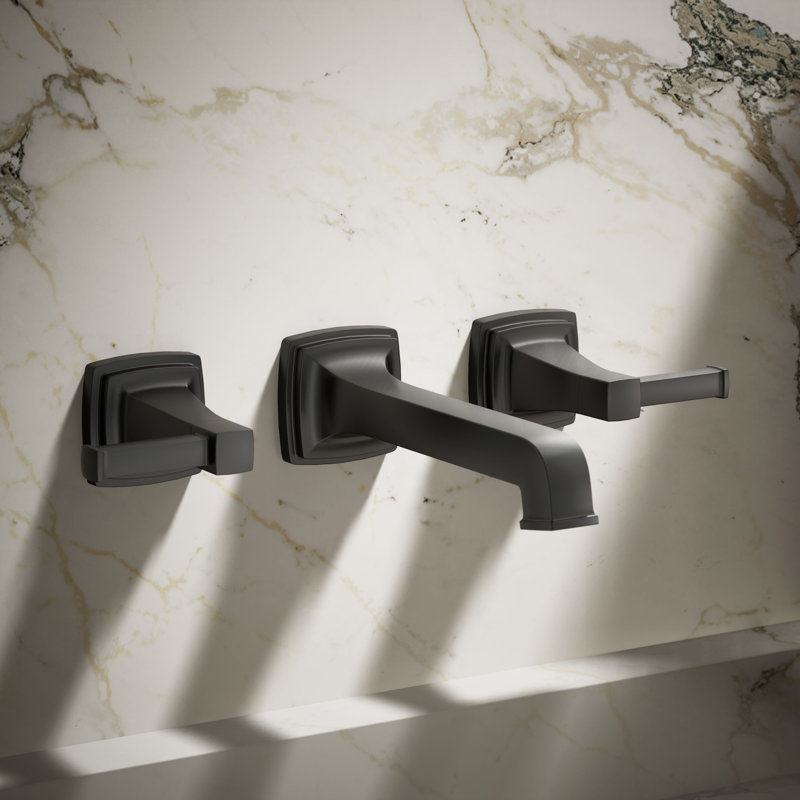 Garniture de robinet de lavabo de salle de bain mural Riff, Noir mat