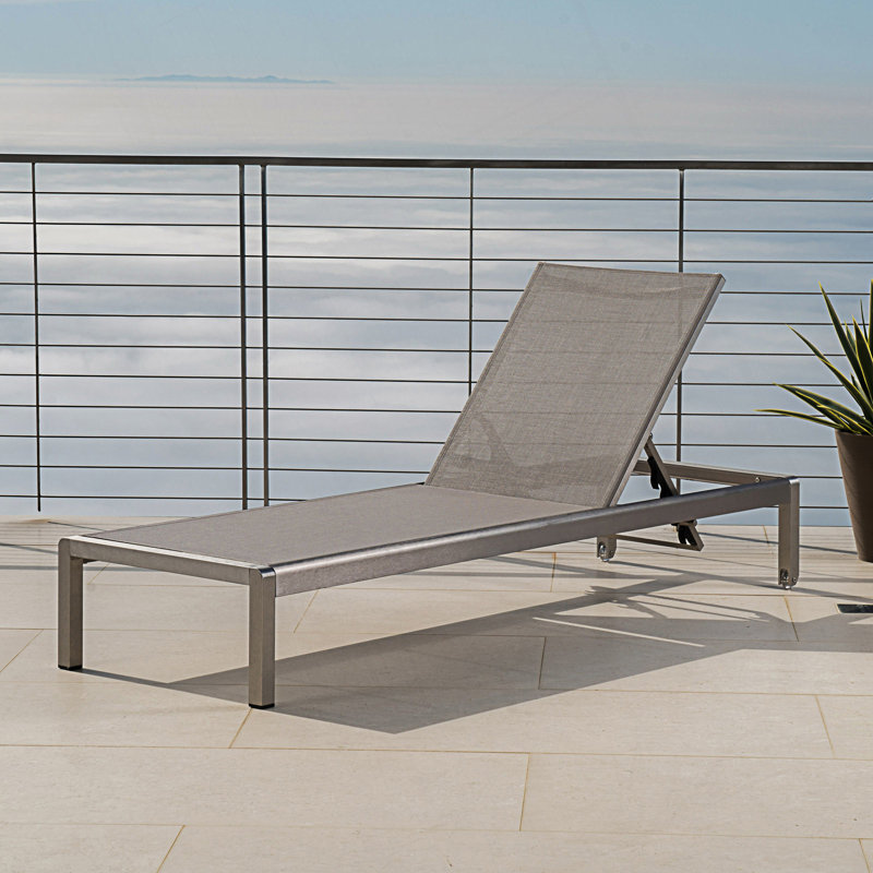 Chaise longue en aluminium, 1, Gris clair