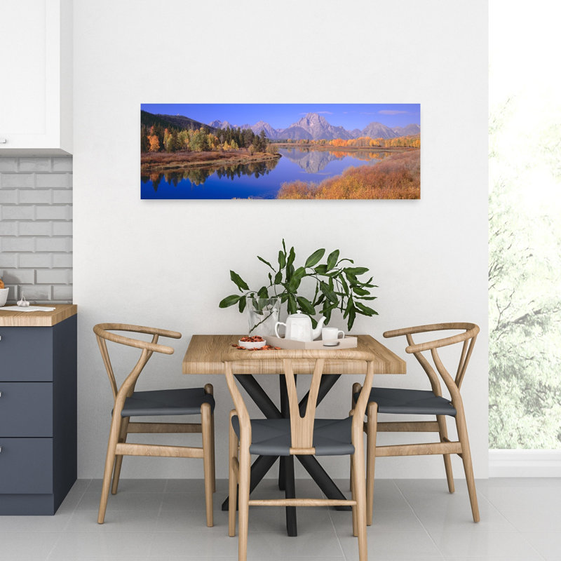 Grand Tetons Reflected In Oxbow Bend Wyoming by J Sohm/VOA LLC - Wrapped Canvas Panoramic Print, 30.48 cm H x 91.44 cm W