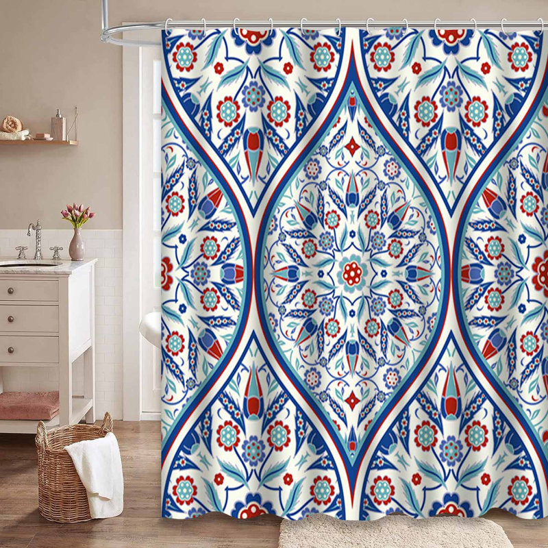 Rideau de douche coloré avec 12 crochets, L 72 po x l 78 po