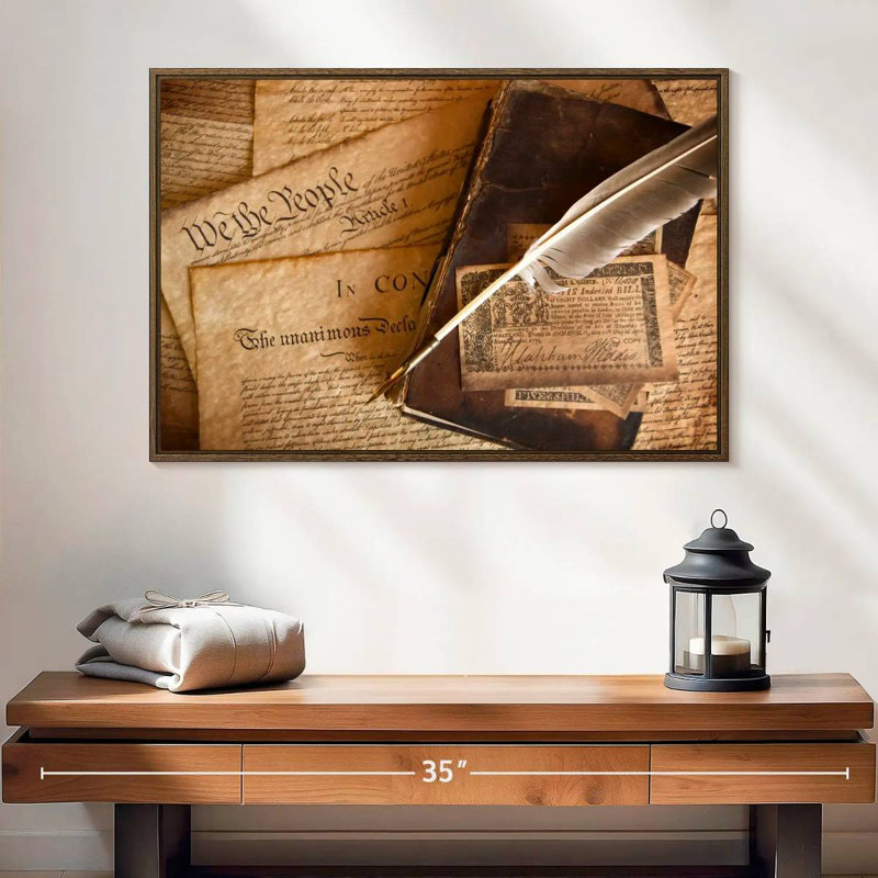 «Quill», 25 po x 17 po, Cadre flottant en noyer