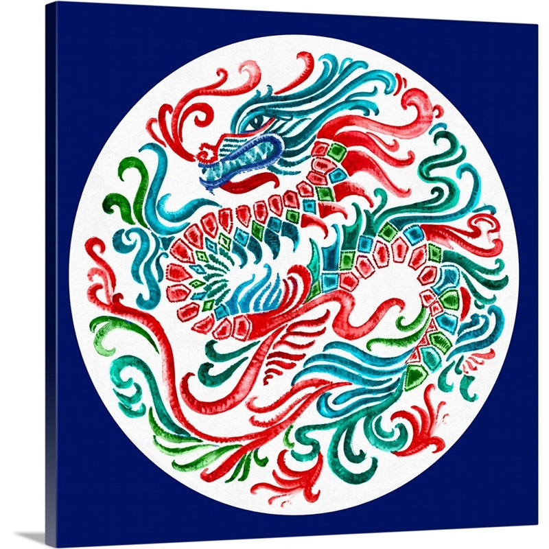 «Flying Dragon» par Eva Watts - reproduction d'art, H 36 po x l 36 po x P 1,25 po, Toile tendue