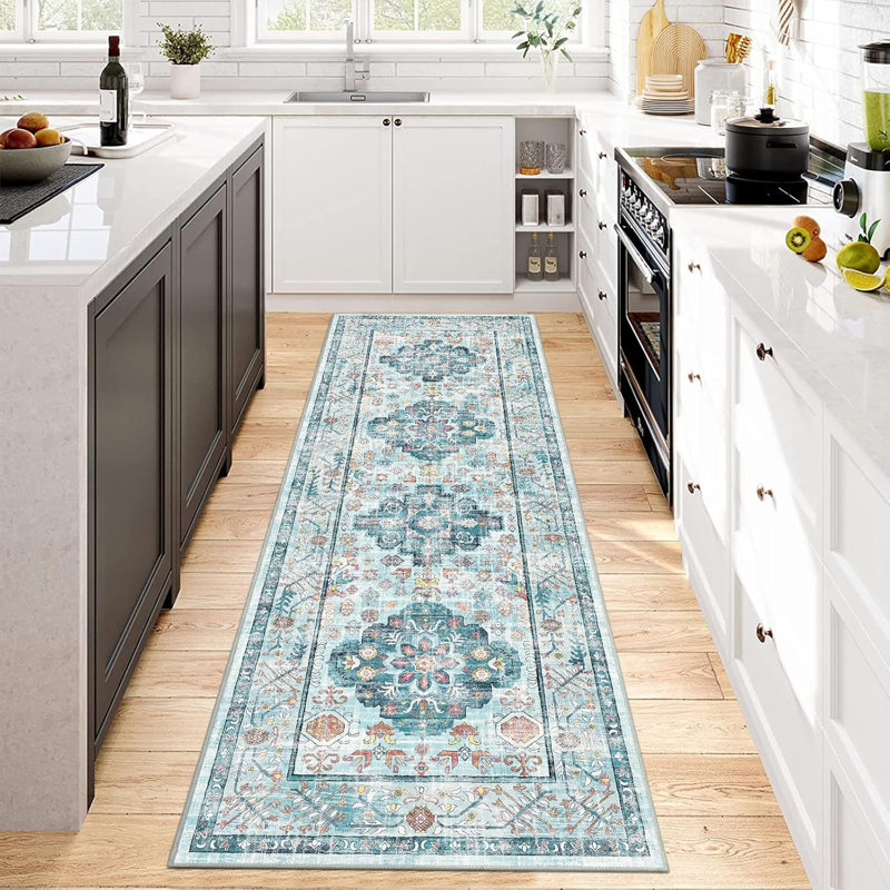 Area Rug, Blue/Red/Yellow, Runner 2' x 5'11"