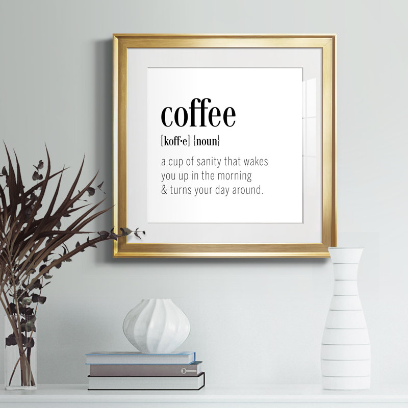 Coffee Définition - cadre photo, art textuel, H 17,5 po x l 17,5 po x P 1,5 po, Or