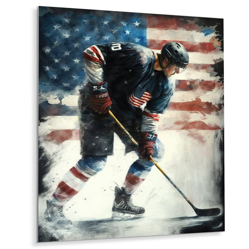 Joueur de hockey sur glace I - impression sur cadre sans cadre, H 20 po x l 12 po x P 1 po