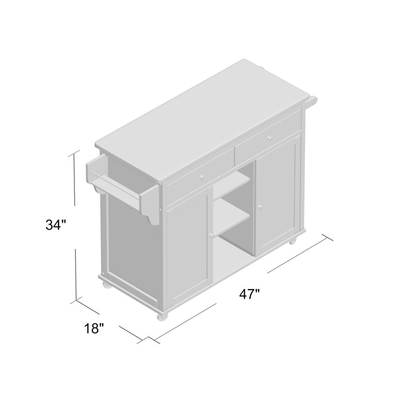 Chariot de cuisine à 2 portes avec roulettes Tullarick, Argent, Acier Inoxydable