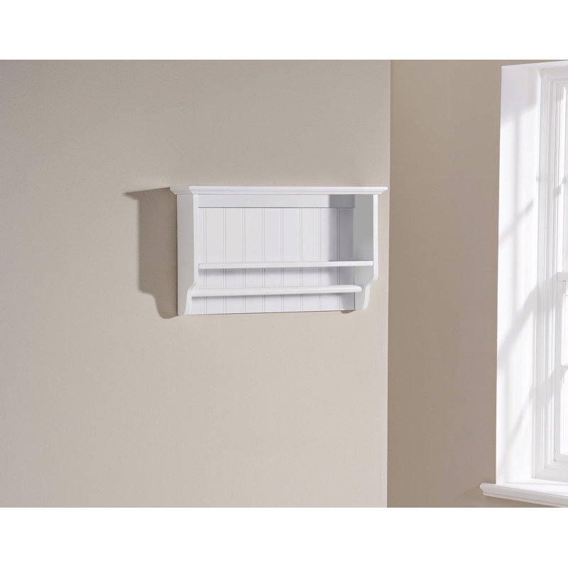 Ashbury Wood Accent Shelf with Towel Bar, White