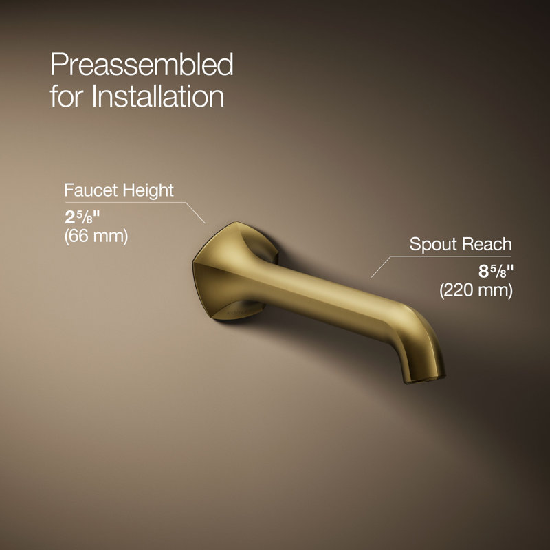 Occasion Sink Spout with Straight Design Wall Mount Bathroom Faucet with Drain Assembly, Vibrant Brushed Moderne Brass