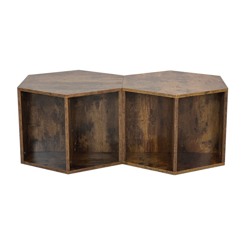 Table de chevet hexagonale 47,24 po Lakeyia, Brun antique
