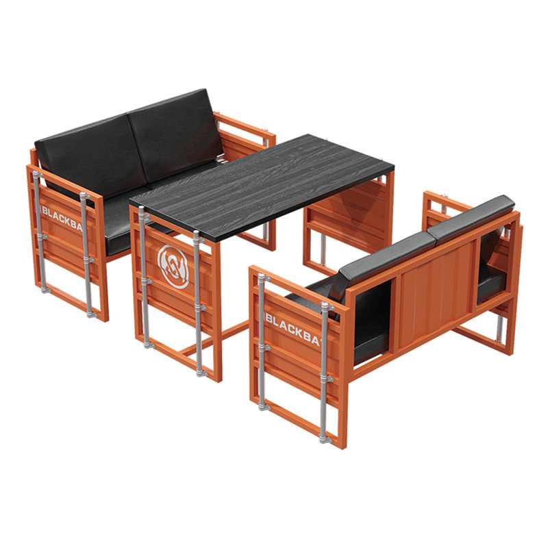 Ensemble de salle à manger rectangulaire L 47,3 po x l 23,7 po Kalan, Orange, Noir / orange
