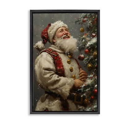 Toile flottante encadrée «Happy Santa & Tree» par Imagine It Images