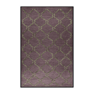 Machine Washable Trellis Black Area Rug