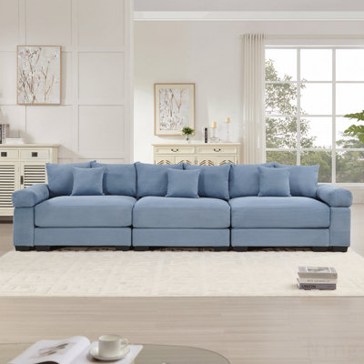 Canapé pour 3 personnes pour des salons confortables Canapé modulaire surdimensionné en nuage de 130 po, canapé 3 places en velours côtelé de qualité supérieure, accoudoirs très épais, coussin ergonomique, conception ergonomique et assemblage facile pour les salons