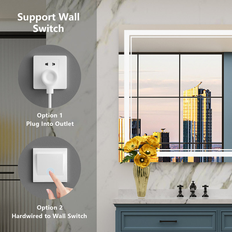 Jayce LED Vanity Mirror with Memory Function, 3 Color Temperatures & Dimmable Light, Anti-fog Tempered Glass ETL Listed Mirror