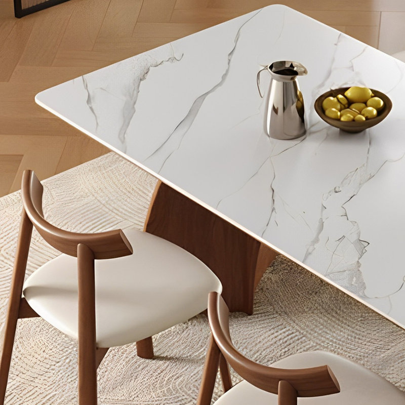 Rectangular rock plate dining table and chair set, 29.52"H x 70.86"L x 31.49"W