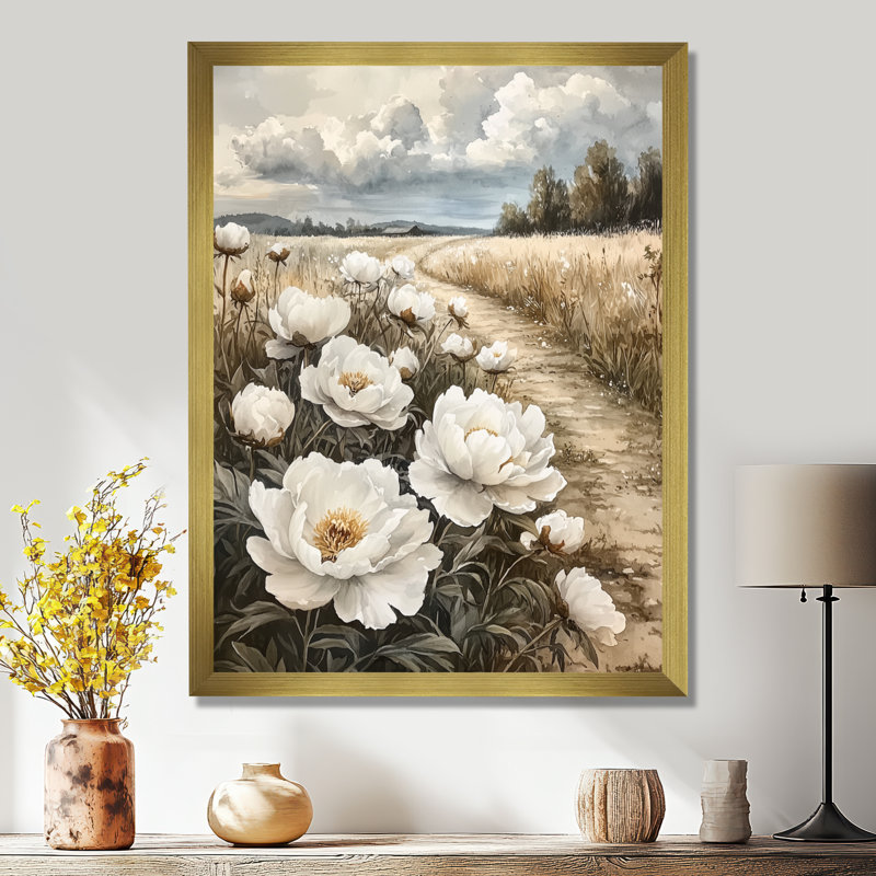 Gladene - impressions sur toile florales, H 20 po x l 12 po, Reproduction encadrée d'une seule photo, Doré