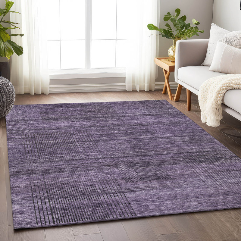 Premium Machine Washable Prisco Plum Rug, Rectangle 2'6" x 3'10"