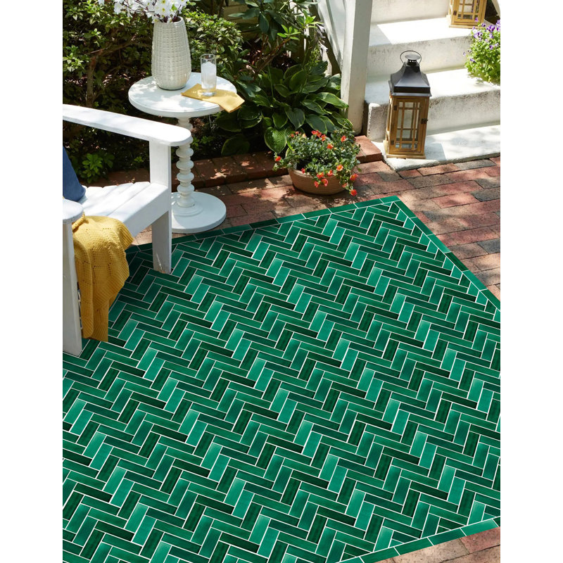 Rhuary Geometric Vinyl Machine Printed Area Rug, Rectangle 140 x 200cm