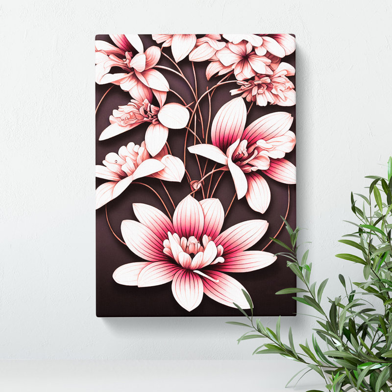 Art Deco Flowers No.3 - Wrapped Canvas Print, 76cm H x 50cm W x 3cm D