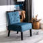 Fauteuil sans accoudoirs en velours bleu avec capitonnage à boutons et coussin en mousse, idéal pour le salon, la chambre à coucher et l'espace de bureau-121109179