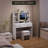 Modern Makeup Vanity with LED Mirror, USB Outlets, 2 Drawers & Stool-722624268