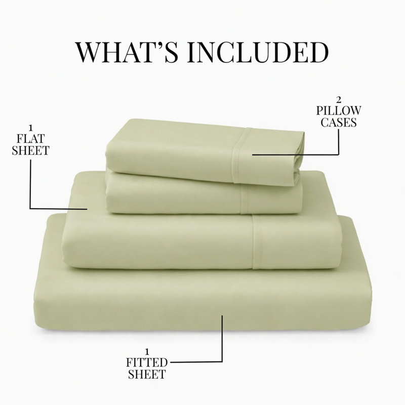 Ultra Soft Bamboo Sheet Set - 4 Pc Set - Wrinkle Resistant - Cooling Sheets with Deep Pockets, Light Olive