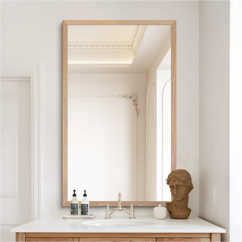 Miroir rectangulaire en bois, Horizontale / verticale, 36 po x 30 po, Bois naturel