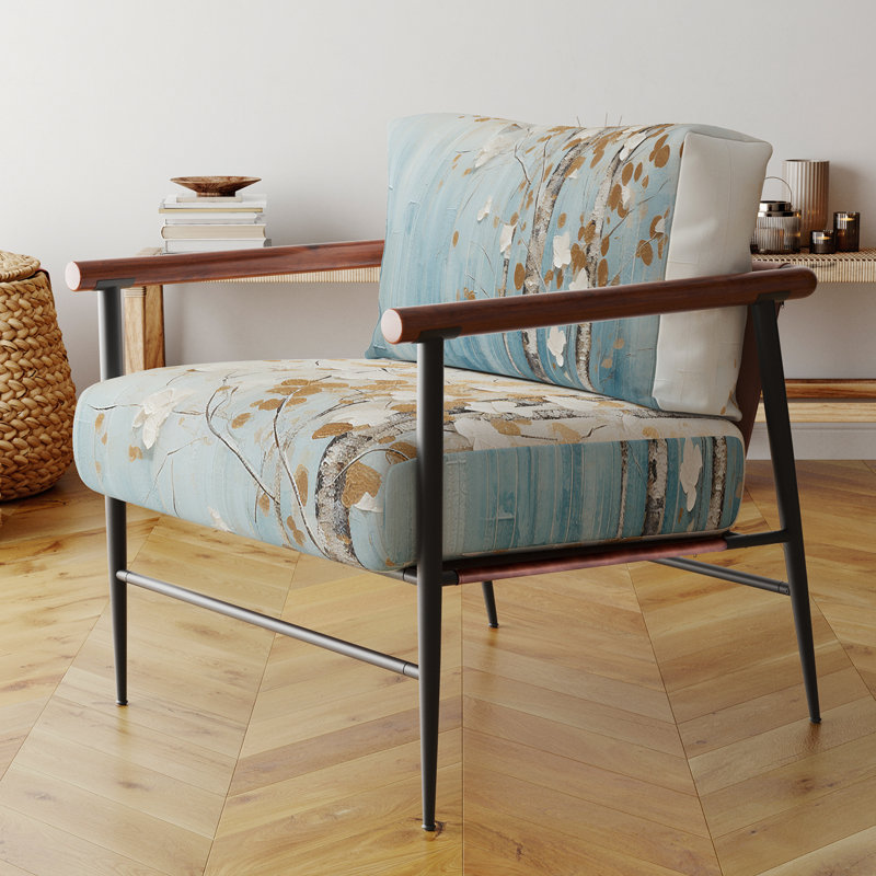 Chaise d'appoint Minimalisme Gold Forest I - rembourrée Paysages, Noir