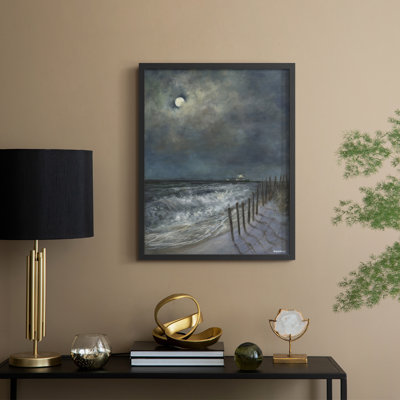 The Beach Fence I, reproduction encadrée - bois massif