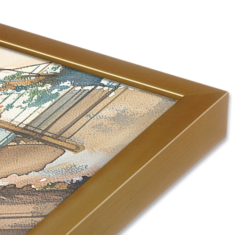 «Coastal Greeting V1», impression encadrée sur papier par Azure Artisanal Studio, Or poli, H 11,25 po x l 9,25 po x P 1,25 po