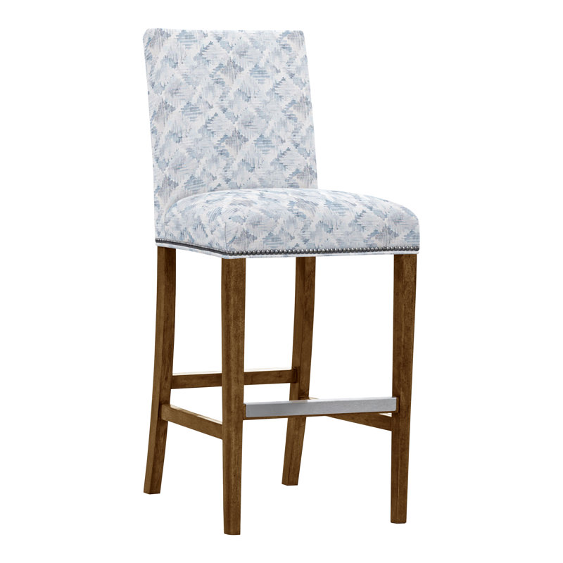Gin Fizz Upholstered Stool with Solid Wood Frame, Yes, Tarbee Dove, Hampton