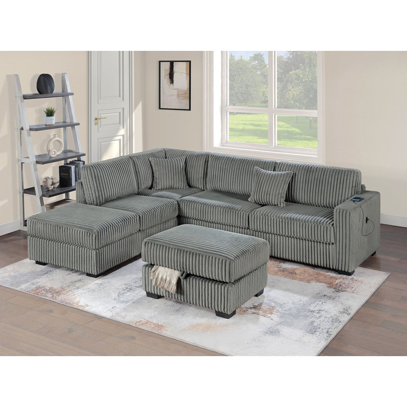 Canapé modulaire en velours côtelé réversible Smoke Color, Fumée