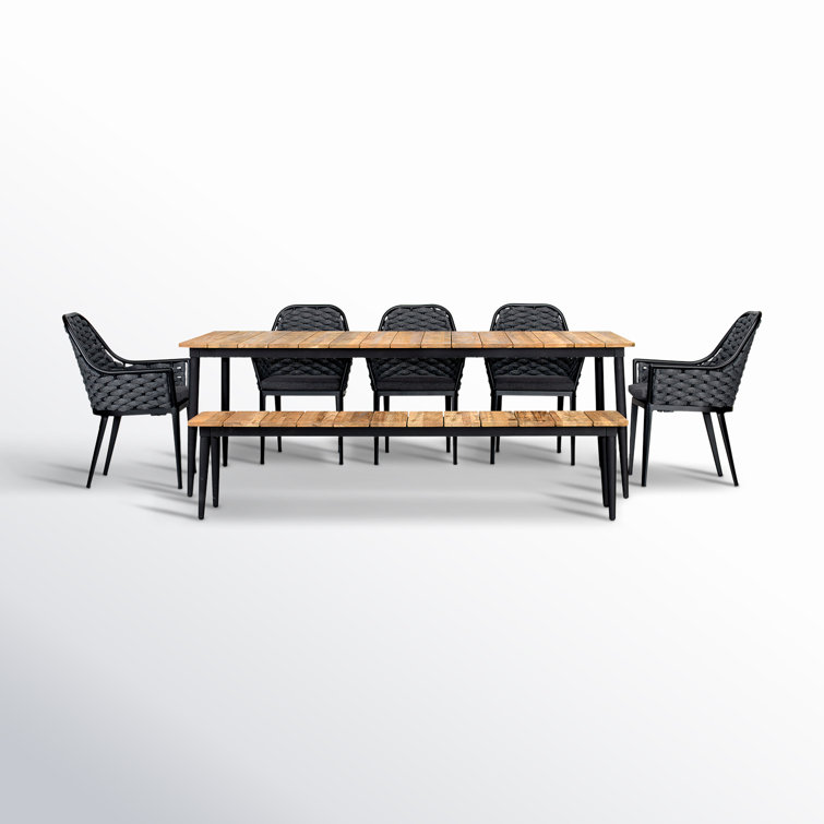 Jalmia 87'' Rectangular 8 - Person Outdoor Dining Set