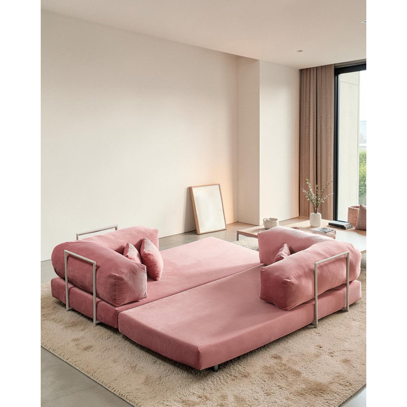 Canapé modulaire en L Blush, Rosé