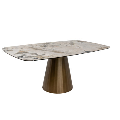 Rectangular Dining Table with Steel Base