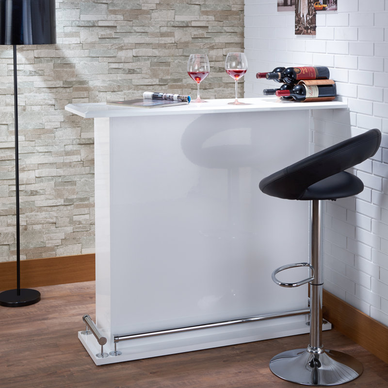 Table de salle à manger à 6 tablettes blanc brillant pour espace bar - Détails spacieux et tendance