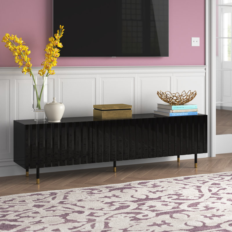 Watford 70.9" Modern TV Stand with High Gloss Finish, Black