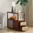 Mid-Century Modern Rattan Side Table With Glass Top And Storage, Walnut