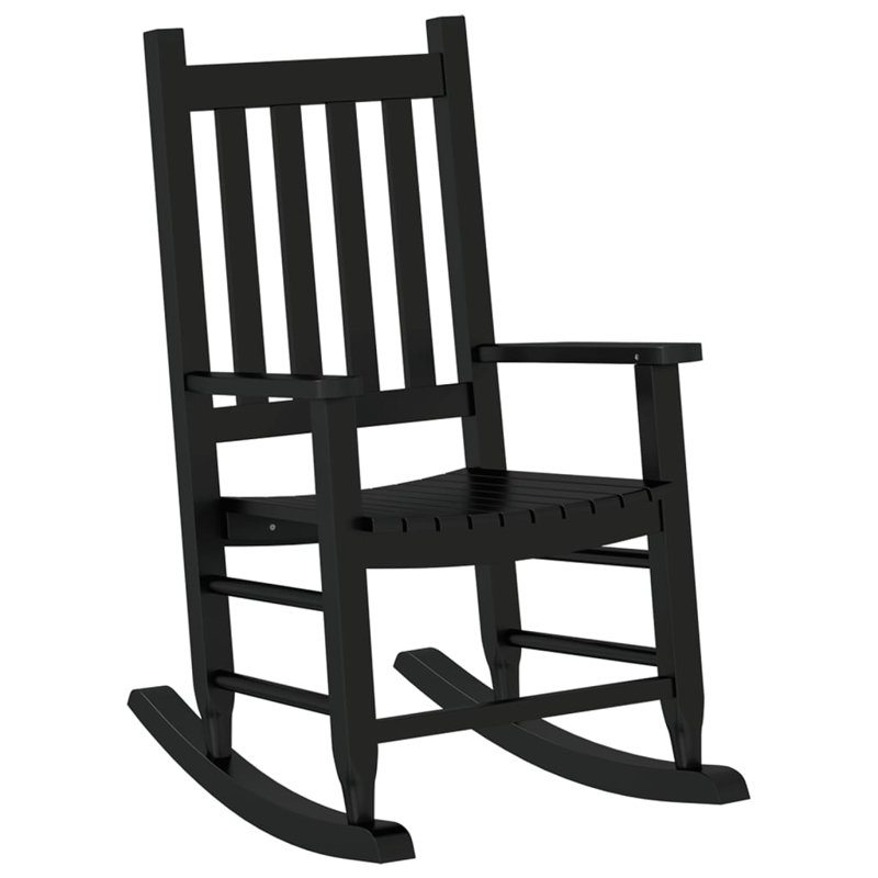 Abbad Solid Wood Rocking Chair, Black