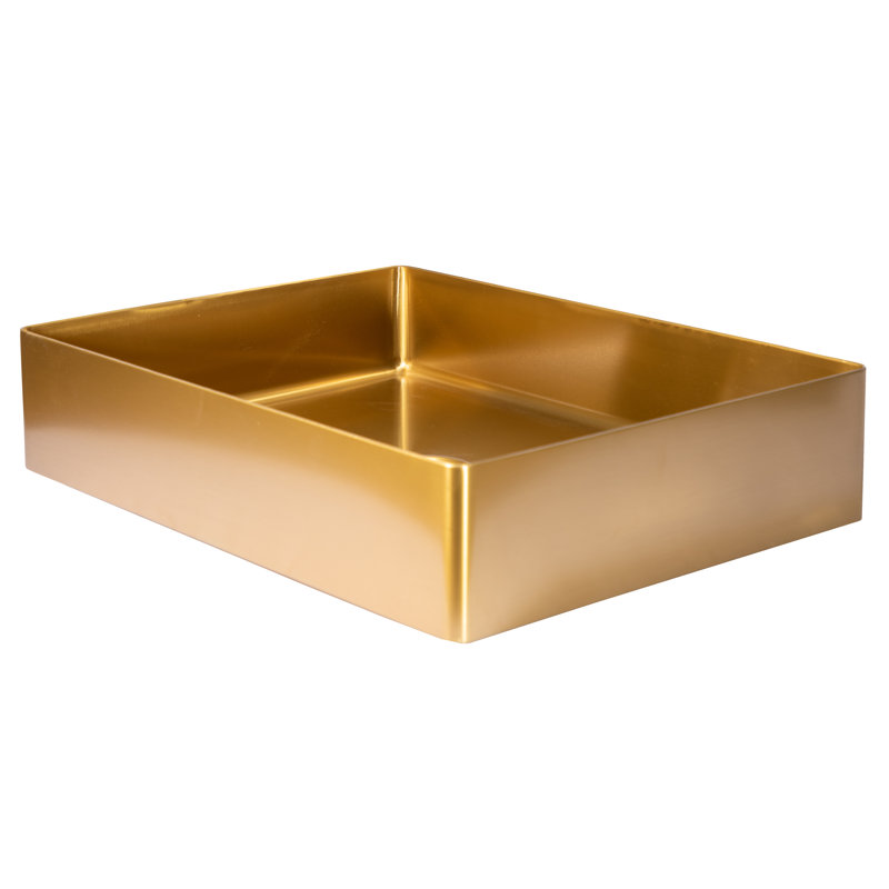 Stainless Steel Rectangular Vessel Bathroom Sink, Gold