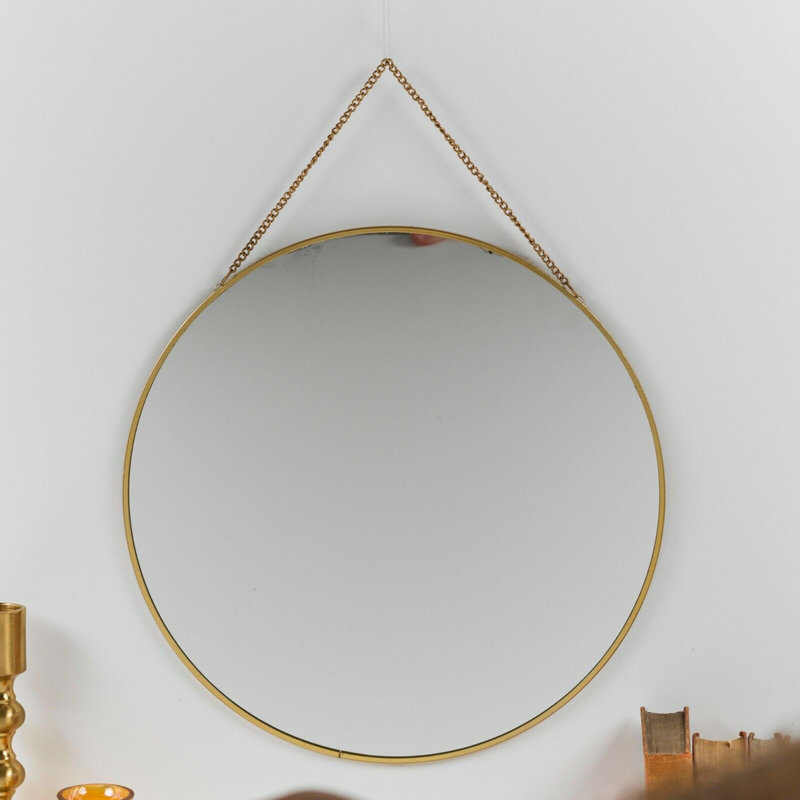 Adalheida Metal Flat Wall Mirror, Gold