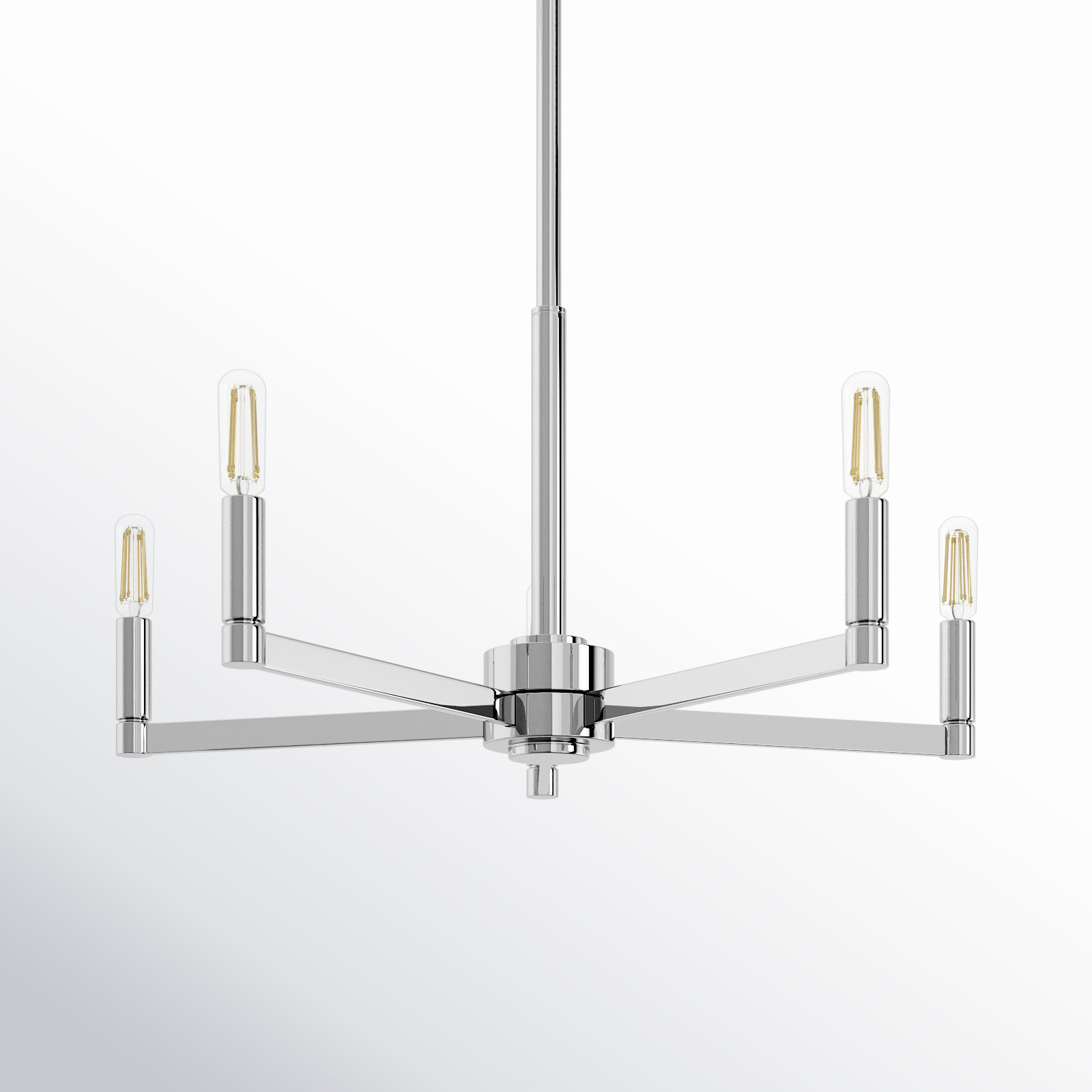 5-Light Chandelier, Chrome, 10.5"H x 24"W x 24"D