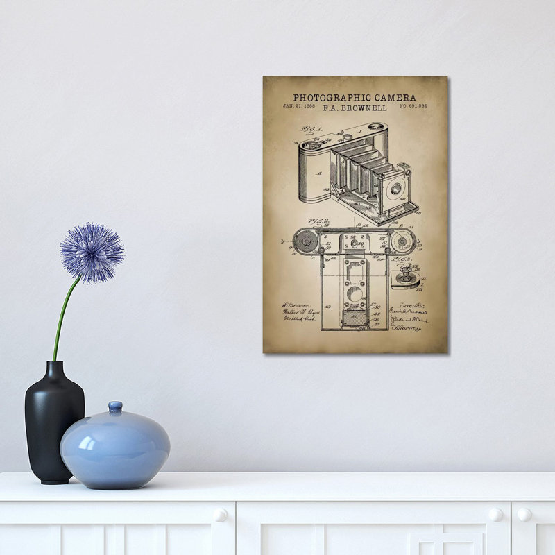 Brownell Camera, Beige - Wrapped Canvas Print, 30.48 cm H x 45.72 cm W