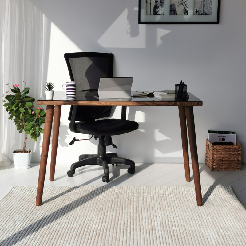 Libby Glass Top Metal Base Writing Desk