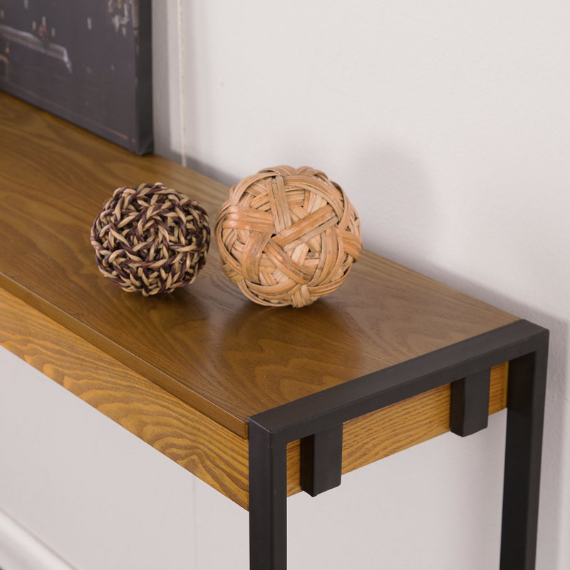 Console, chêne gris vieilli et noir, Marron clair, Noir