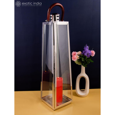 Lanterne suspendue 29 po en acier inoxydable et verre avec poignée - Bougeoir décoratif pour ambiance intérieure et extérieure